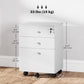 HOMCOM 3-Drawer Small Filing Cabinet with Lock, Vertical Office Storage Cabinet with Wheels for Home Office, White | The Comfy Couch Canada