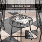 Outsunny 3 Piece Bistro Set, Wicker Outdoor Patio Furniture Set with Glass Top Table, Cushions for Balcony, Porch, Black | The Comfy Couch Canada