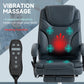 Vinsetto Heated Massage Office Chair: PU Leather, 6-Point Vibration, Recliner with Footrest, Grey | The Comfy Couch Canada
