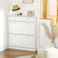 HOMCOM Narrow Shoe Storage Cabinet 2 Flip Drawers Adjustable Shelves Organizer for 12 Pairs White | The Comfy Couch Canada