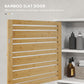 HOMCOM Wall Mounted Bathroom Cabinet Storage Bamboo Slat Door Adjustable Shelf White | The Comfy Couch Canada