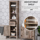 kleankin Tall Bathroom Storage Solution: Freestanding Cabinet with Adjustable Shelves, Cupboard Space & Home Organization, White.
