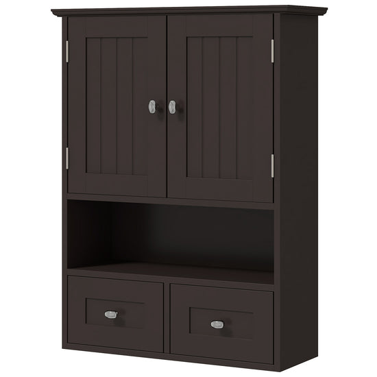 kleankin Bathroom Wall Mount Medicine Cabinet with Shelf Drawers Hallway Living Room Storage.