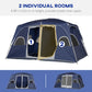 Outsunny Camping Tent, Family Tent 4-8 Person 2 Room, with Large Mesh Windows, Easy Set Up 13&