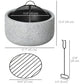 Outsunny 18" Round Outdoor Fire Pit Grey with Poker Spark Screen Wood-burning Bowl Handles Backyard Camping | The Comfy Couch Canada