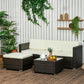 Outsunny 3 Pieces PE Rattan Patio Furniture, Wicker Conversation Corner Sofa Sets w/ Padded Cushions, Glass Top Table & Adjustable Foot | The Comfy Couch Canada