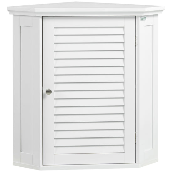 kleankin White Corner Wall Cabinet: Over Toilet Bathroom Storage with Shelf for Living Rooms & Entryway Organization | The Comfy Couch Canada
