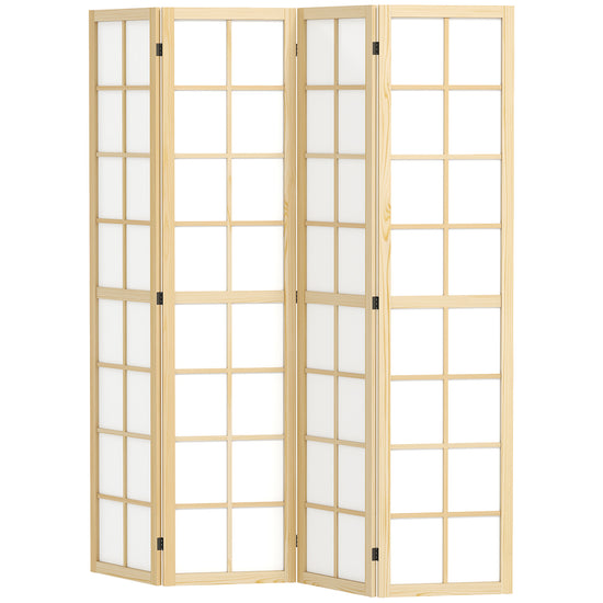 HOMCOM 4 Panel Room Divider, 5.6 ft Folding Wall Divider Room Partition for Home Office, Bedroom, Living Room | The Comfy Couch Canada