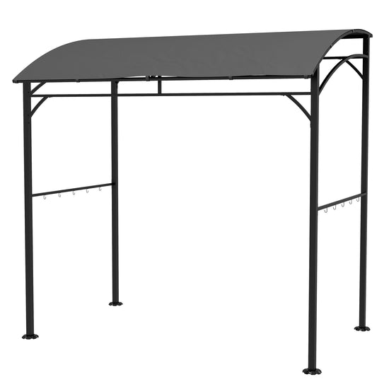 Outsunny BBQ Grill Gazebo 7x5 ft Steel Frame Garden Canopy Tent Charcoal Grey with Hooks Outdoor Sun Shade | The Comfy Couch Canada