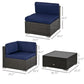 Outsunny Patio Dining Sets, 7-Piece Outdoor Sofa Set with Deep-Seat Cushions for All Weather Backyard Leisure, Navy Blue | The Comfy Couch Canada