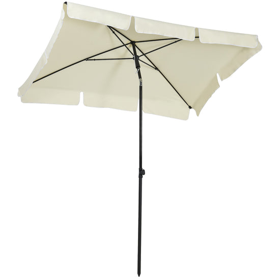 Outsunny Patio Umbrella: 7x4ft Rectangular Aluminum Tilt UV Protection Beige | The Comfy Couch Canada