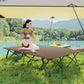 Outsunny 76" Two Person Folding Camping Cot Outdoor Portable Double Cot Wide Military Sleeping Bed w/ Carrying Bag Khaki | The Comfy Couch Canada