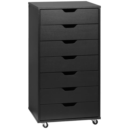 Vinsetto Towering File Vault: 7-Drawer Vertical Cabinet on Wheels for Comprehensive Office Document Organization, Black | The Comfy Couch Canada
