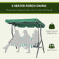 Outsunny 3-Seat Patio Swing Chair, Outdoor Porch Swing Glider with Adjustable Canopy, Removable Cushion for Garden