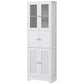 HOMCOM Freestanding Bathroom Cabinet Glass Louvred Doors Tall Cupboard Kitchen Study Living Room Storage Furniture White | The Comfy Couch Canada