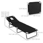 Outsunny 2PCS Adjustable Outdoor Lounge Chair, Garden Folding Chaise Lounge w/ Reading Hole Reclining Tanning Chair Seat, Folding Camping Beach Lounging Bed with Head Support Black | The Comfy Couch Canada