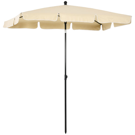 Outsunny 6.5x4ft Rectangle Patio Umbrella Aluminum Tilt Pole Adjustable Sun Shade for Outdoor Beach Beige | The Comfy Couch Canada