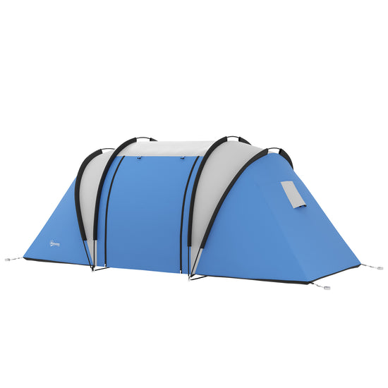 Outsunny Camping Tent with 2 Bedrooms and Living Area, 3000mm Waterproof Family Tent, for Fishing Hiking Festival, Blue | The Comfy Couch Canada