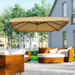 Outsunny Offset Patio Umbrella with Net and Umbrella Base, Adjustable Cantilever Canopy with Cross Base, Weight Plates & 8 Ribs | The Comfy Couch Canada