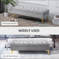 HOMCOM Button-Tufted Elegance: Modern Ottoman Bench with Entryway Shoe Storage for Living Room, Bedroom, Hallway, Grey | The Comfy Couch Canada