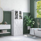 HOMCOM Tall Bathroom Storage Cabinet, Modern Bathroom Cabinet with Glass and Barn Doors, 5-Tier Floor Cabinet, White | The Comfy Couch Canada