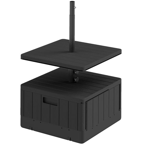 Outsunny Patio Umbrella Weighted Base with Table Tray, Heavy Duty Umbrella Base with Wheels Handles, 176lbs with Stand Filling, Patio Umbrella Stand Base for Garden Poolside, Black | The Comfy Couch Canada