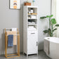kleankin Sleek Tall Bathroom Cabinet Free Standing Slim Organizer 3-Tier Shelf Cupboard Door White | The Comfy Couch Canada