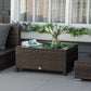 Outsunny Rattan Wicker Coffee Table with Glass Top Outdoor Garden Patio Furniture Brown Tempered | The Comfy Couch Canada