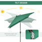Outsunny Patio Umbrella: 6.5x10ft Rectangular Solar Powered LED Lights Aluminum Tilt Crank Dark Green | The Comfy Couch Canada