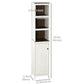 kleankin Spacious Bathroom Storage Tower: Freestanding Unit, 3 Open Shelves & Adjustable Shelf in Antique White Finish.