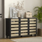 HOMCOM Rustic Shoe Storage Cabinet: 3 Slatted Doors, Adjustable Shelves for 15 Pairs, Entryway Organizer | The Comfy Couch Canada