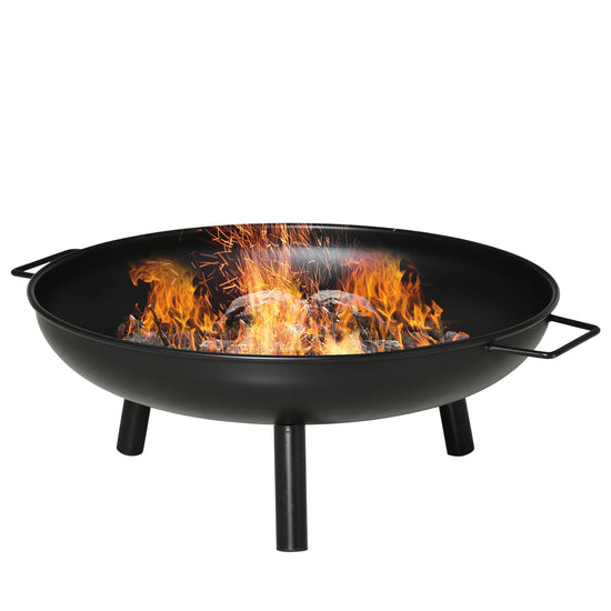 Outsunny 23" Round Outdoor Fire Pit, Portable Firepit Fireplace with Support Legs for Garden, Patio, Camping, Bonfire, Black | The Comfy Couch Canada