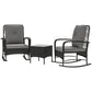 Outsunny 3 Pieces Rattan Bistro Set, Wicker Patio Furniture with Rocking Chairs, Thick Cushions for Porch Balcony, Grey | The Comfy Couch Canada