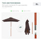 Outsunny 6.6x5ft Square Market Parasol, Wooden Patio Umbrella with Tilt Mechanism and 6 Bamboo Ribs, Garden Sunshade, Coffee | The Comfy Couch Canada