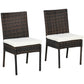 Outsunny Outdoor Rattan Dining Chairs Cushioned Patio Wicker Backrest Brown | The Comfy Couch Canada