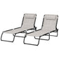 Outsunny 2 PCs Folding Lounge Chairs, Adjustable Chaise Lounges with Headrest for Camping, Hiking, Cream White | The Comfy Couch Canada
