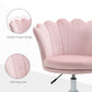HOMCOM Mid Back Velvet Office Chair, Adjustable Height Study Chair, Vanity Chair with Swivel Wheels for Living Room, Study, Pink | The Comfy Couch Canada
