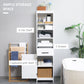 kleankin Sleek Tall Bathroom Cabinet Free Standing Slim Organizer 3-Tier Shelf Cupboard Door White | The Comfy Couch Canada