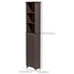 HOMCOM Tall Linen Tower: Freestanding 3-Tier Bathroom Cabinet with Adjustable Shelves & Cupboard, Dark Brown | The Comfy Couch Canada