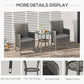 Outsunny Rattan Bistro Set 3PC Grey Armchair Glass Top Coffee Table Outdoor Patio Furniture Wicker Weave Garden Balcony | The Comfy Couch Canada