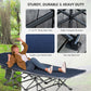 Outsunny Folding Camping Cot for Adults with Mattress Pillow Double Layer Oxford Heavy Duty Sleeping Cot Carry Bag Blue | The Comfy Couch Canada