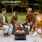 Outsunny Campfire Companion: 17.7"x17.7"x13.4" Portable Wood Burning BBQ Grill Fire Pit with Spark Screen, Poker, Camping, Black | The Comfy Couch Canada