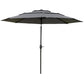 Outsunny 9FT 3-Tier Patio Umbrella: Outdoor Market Umbrella with Crank, Push Button Tilt for Deck & Lawn, Light Grey | The Comfy Couch Canada