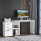 HOMCOM L-Shaped Desk Computer Corner with Storage Shelf Drawer White Home Office Workstation | The Comfy Couch Canada