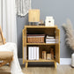 HOMCOM Natural Wood Storage Cabinet: Shelf Cupboard with Wood Legs for Living Room, Bathroom & Versatile Organization.