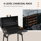 Outsunny 30" Charcoal Barbecue Grill with Wheels Outdoor Barbecue with Adjustable Charcoal Rack, Storage Shelf, Wheel, for Garden Camping Picnic | The Comfy Couch Canada