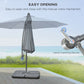 Outsunny 9.6ft Offset Patio Umbrella Garden Hanging Parasol Banana Cantilever with Base Crank Dark Grey | The Comfy Couch Canada