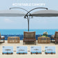 Outsunny 9FT Cantilever Umbrella with 16 Fibreglass Ribs, Offset Hanging Umbrella, Patio Umbrella with Crank and Cross Base, Grey | The Comfy Couch Canada