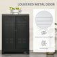 HOMCOM Storage Solution: 3-Tier Steel Storage Cabinet with 2 Louvered Doors, Black Finish for Office Garage Warehouse | The Comfy Couch Canada
