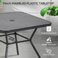 Outsunny Square Outdoor Table, Patio Bistro Coffee Table with Faux-marbled Top and 42mm Umbrella Hole for Garden, Dark Grey | The Comfy Couch Canada